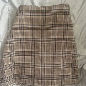 Plaid Brown Check Pencil Skirt